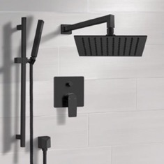 Matte Black Rain Shower System with Handheld, Rain Shower Head, Shower Faucet Set